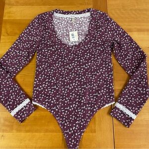 Free People NWT Sugar Dreams Floral Knit Bodysuit medium